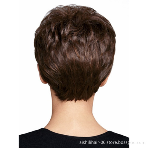Best-selling short dark brown hair synthetic wigs natural wave and kinky curly hair for European and American women